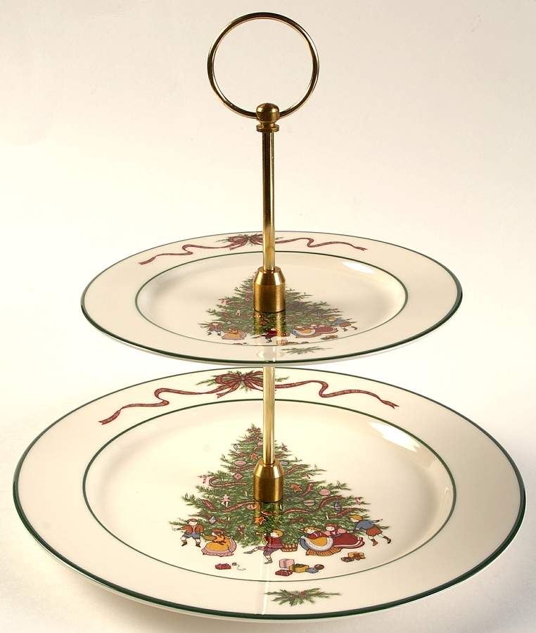 O'Tannenbaum 2 Tiered Serving Tray (Dinner & Salad Plate) by The Cellar (China)-1