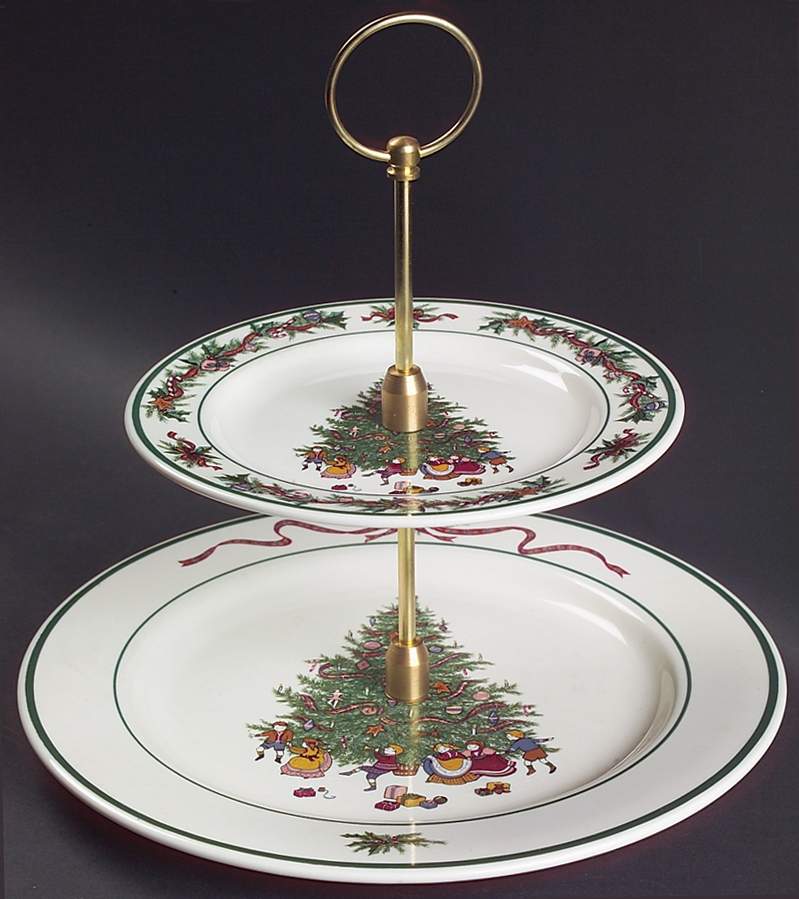 O'Tannenbaum 2 Tiered Serving Tray (Dinner & Salad Plate) by The Cellar (China)-1
