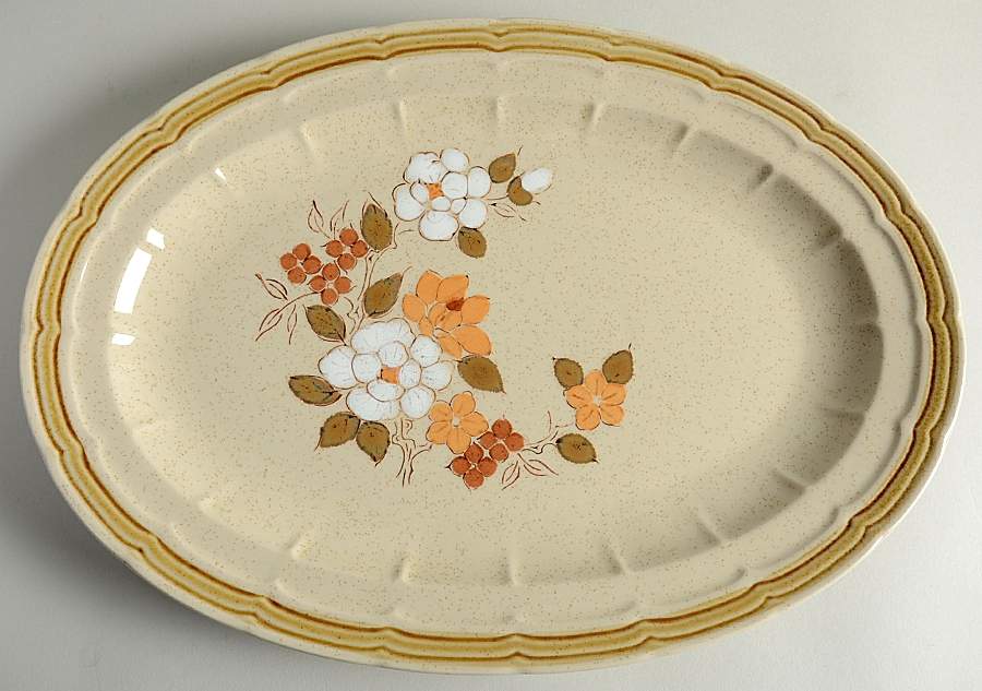 Autumn Blossom 16" Oval Serving Platter by Crown Manor-1