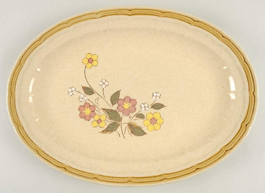 Floral Garden 16" Oval Serving Platter by Crown Manor-1