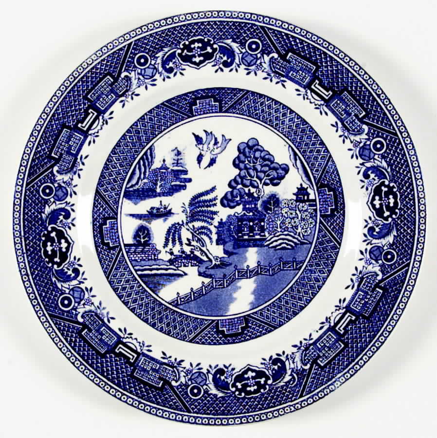 Blue Willow  Dinner Plate by Clarence (England)-1