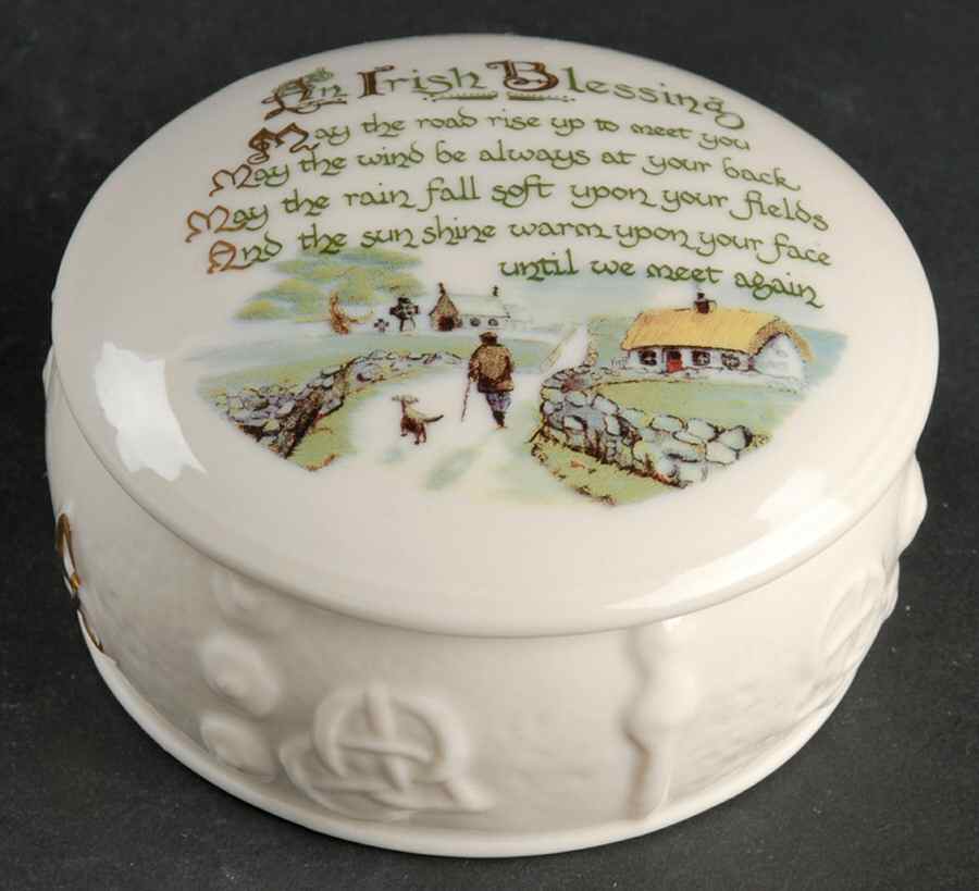 Trinket Boxes Irish Blessing Trinket Box & Lid by Belleek Pottery (Ireland)-1