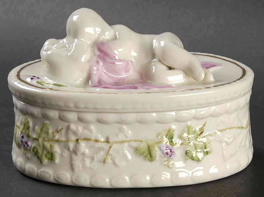 Trinket Boxes Cherub Trinket Box & Lid by Belleek Pottery (Ireland)-1