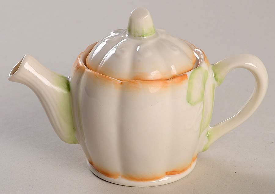Limited Edition Giftware Pumpkin Mini Teapot & Lid by Belleek Pottery (Ireland)-1
