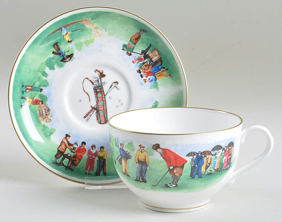 Hole in One Collection Flat Cup & Saucer Set by Royal Worcester-1