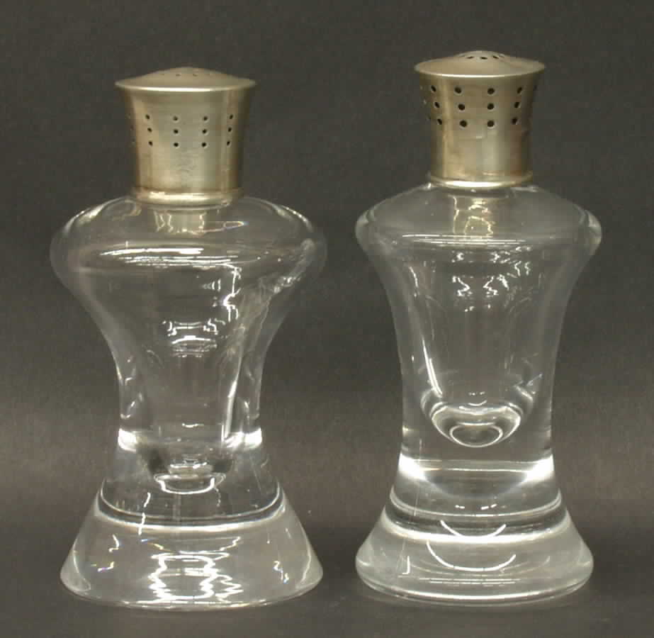 7869 Salt and Pepper Shakers with Metal Lids by Steuben-1