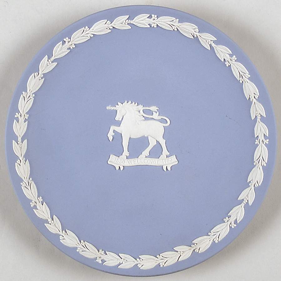 Cream Color on Lavender (Pale Blue) Jasperware Collector Plate by Wedgwood-1