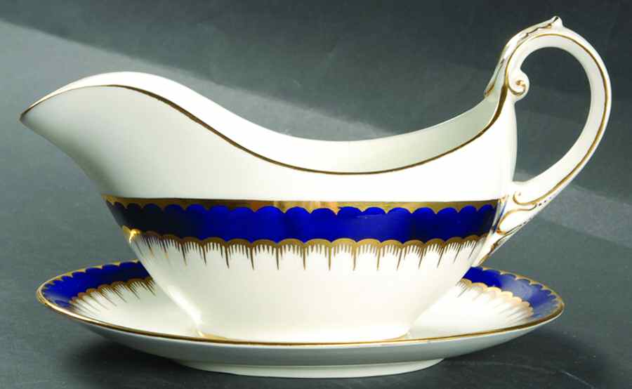 6143 Cobalt Blue Gravy Boat & Underplate by Coalport-1