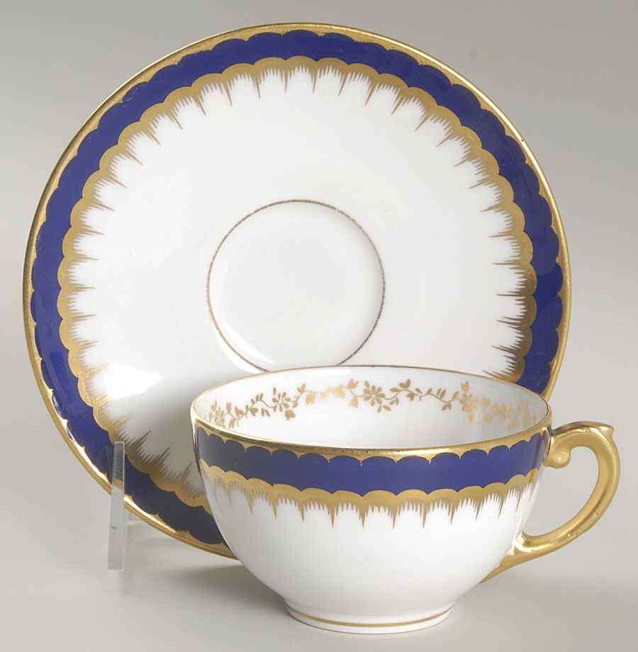 6143 Cobalt Blue Flat Cup & Saucer Set by Coalport-1