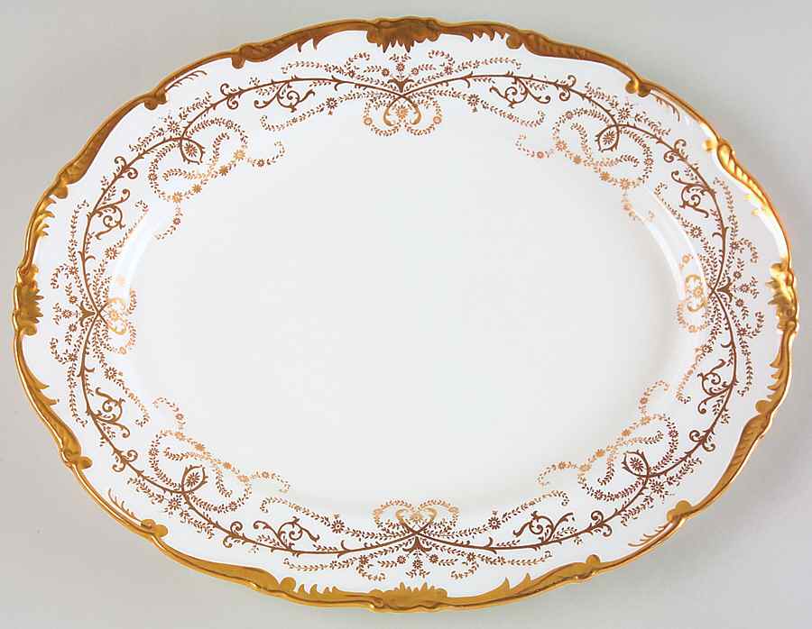 Anniversary White 14" Oval Serving Platter by Coalport-1