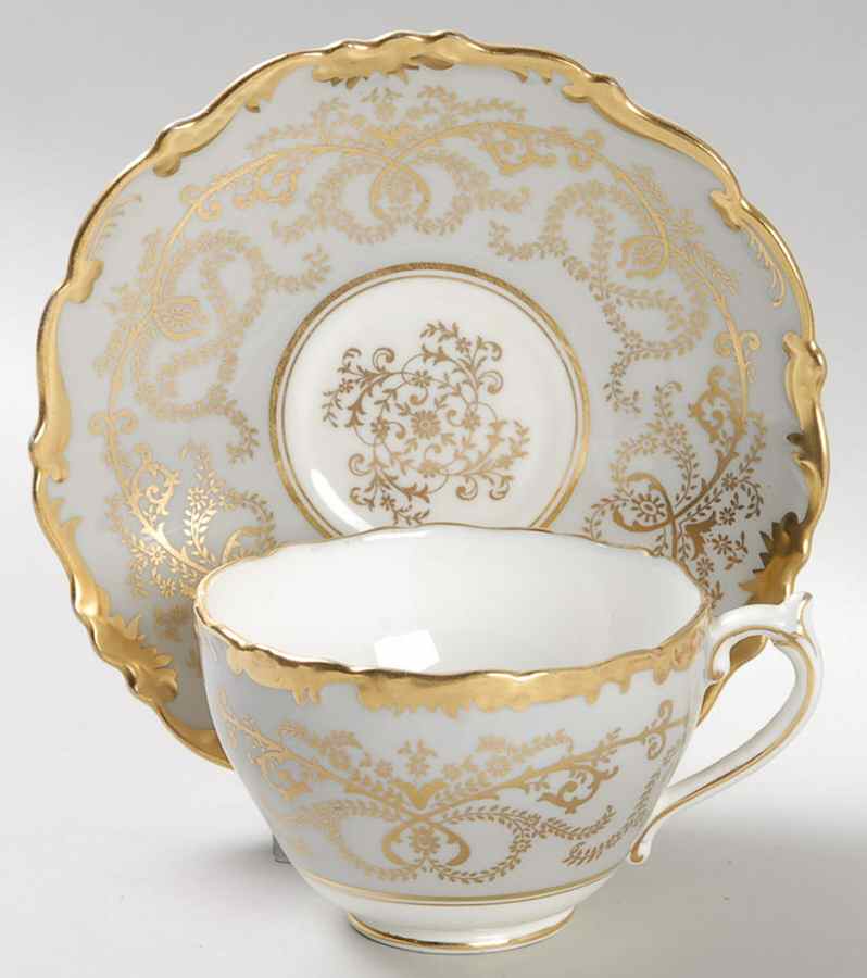 Anniversary Gray Footed Cup & Saucer Set by Coalport-1