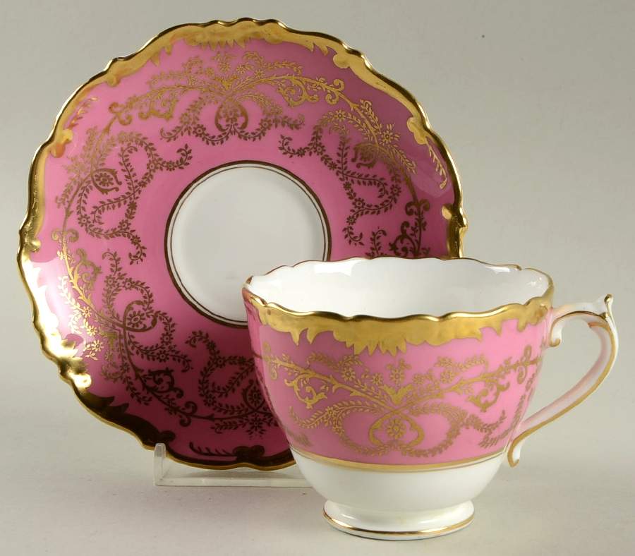 Anniversary Pink Footed Cup & Saucer Set by Coalport-1