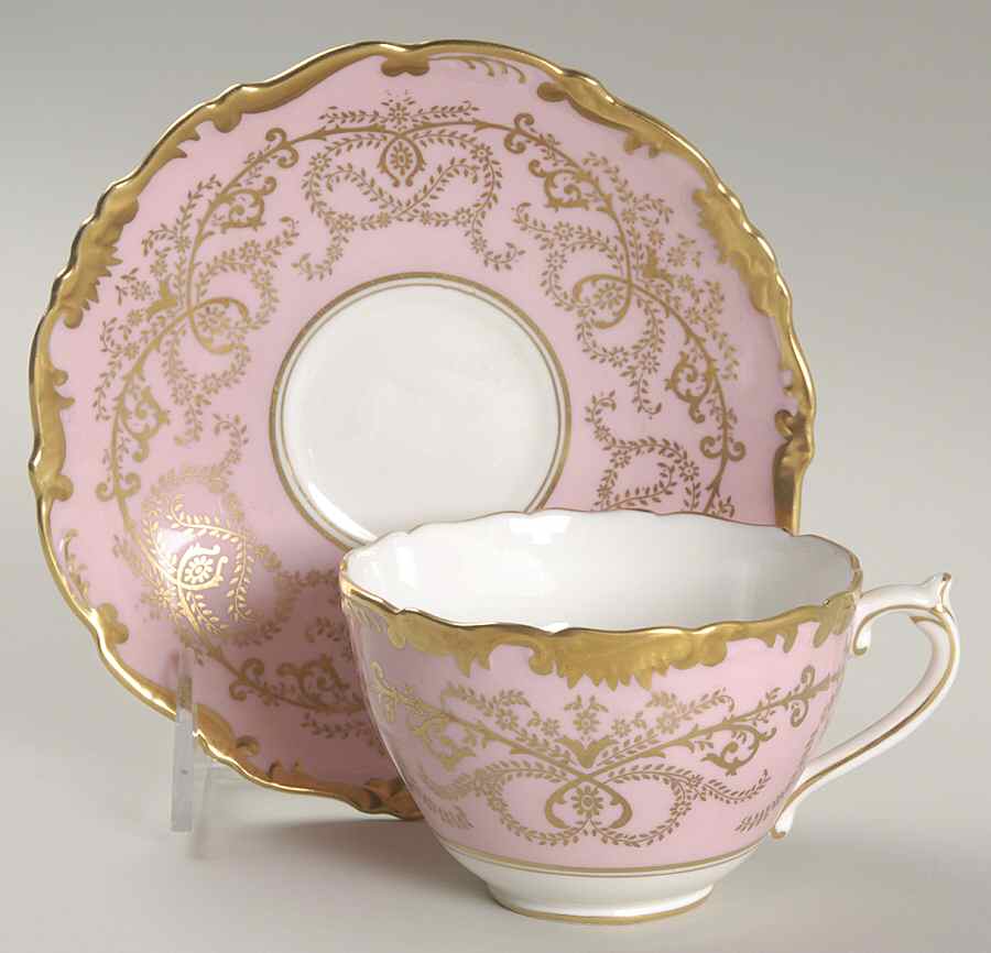 Anniversary Pink Footed Cup & Saucer Set by Coalport-1