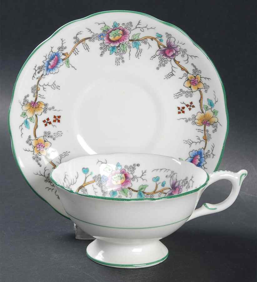 Arcadia Footed Cup & Saucer Set by Coalport-1