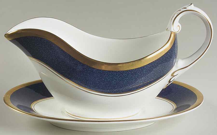 Athlone Blue Gravy Boat & Underplate by Coalport-1