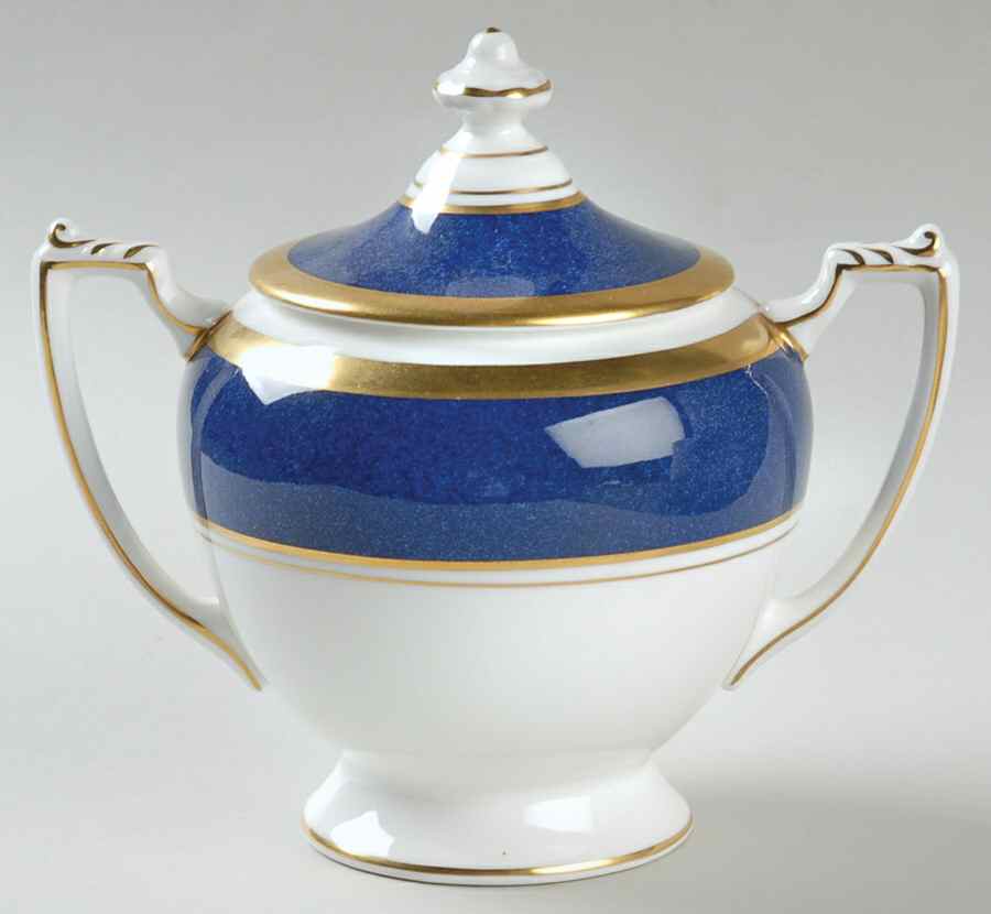 Athlone Blue Sugar Bowl & Lid by Coalport-1