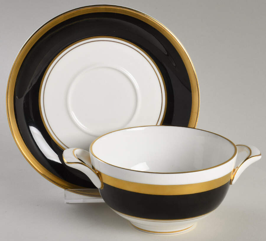 Athlone Brown Flat Cream Soup Bowl & Saucer Set by Coalport-1