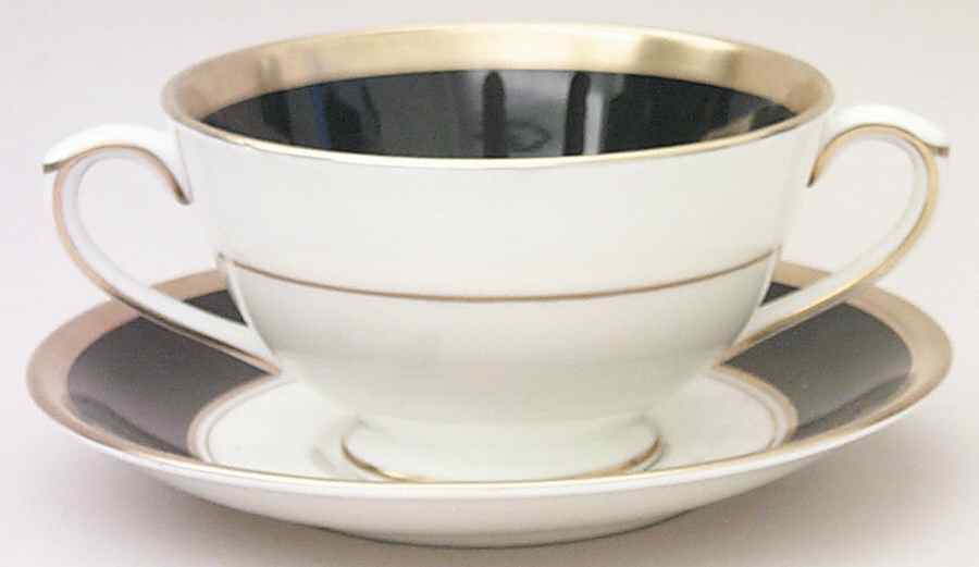 Athlone Brown Footed Cream Soup Bowl & Saucer Set by Coalport-1
