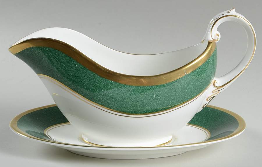 Athlone Green Gravy Boat & Underplate by Coalport-1