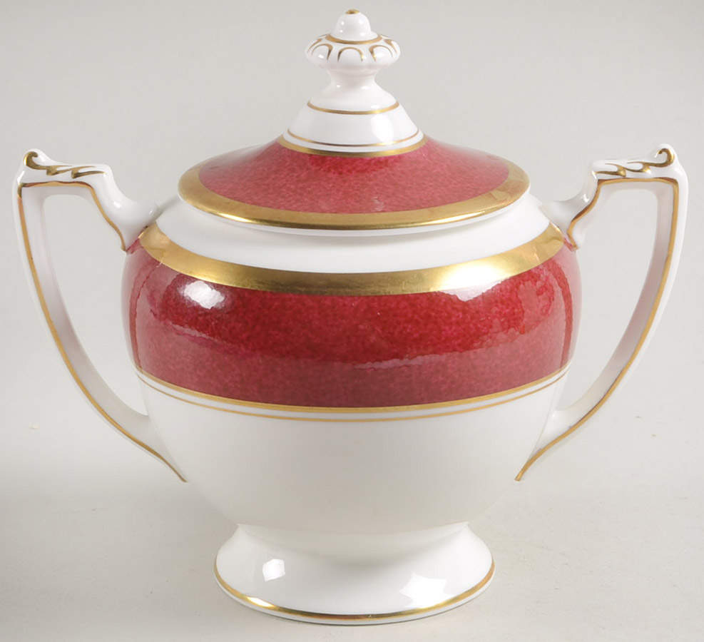 Athlone Marone (Ruby) Sugar Bowl & Lid by Coalport-1