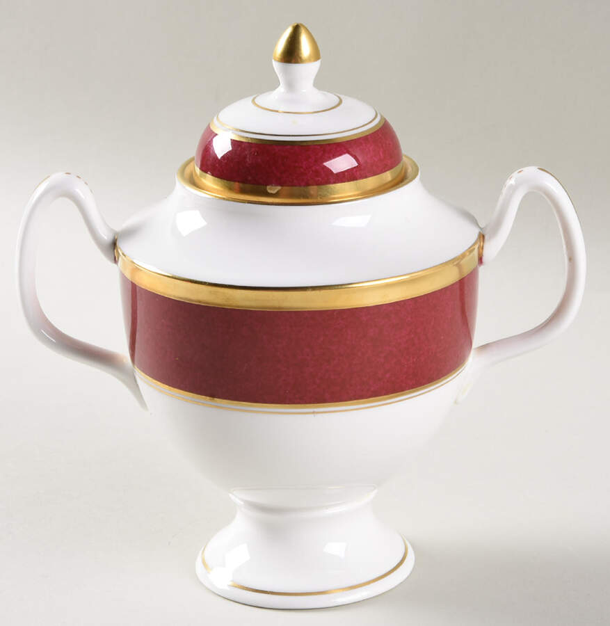 Athlone Marone (Ruby) Sugar Bowl & Lid by Coalport-1