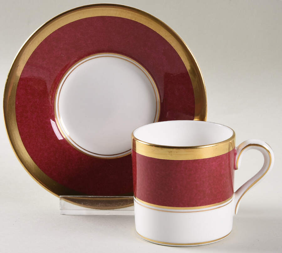 Athlone Marone (Ruby) Flat Demitasse Cup & Saucer Set by Coalport-1