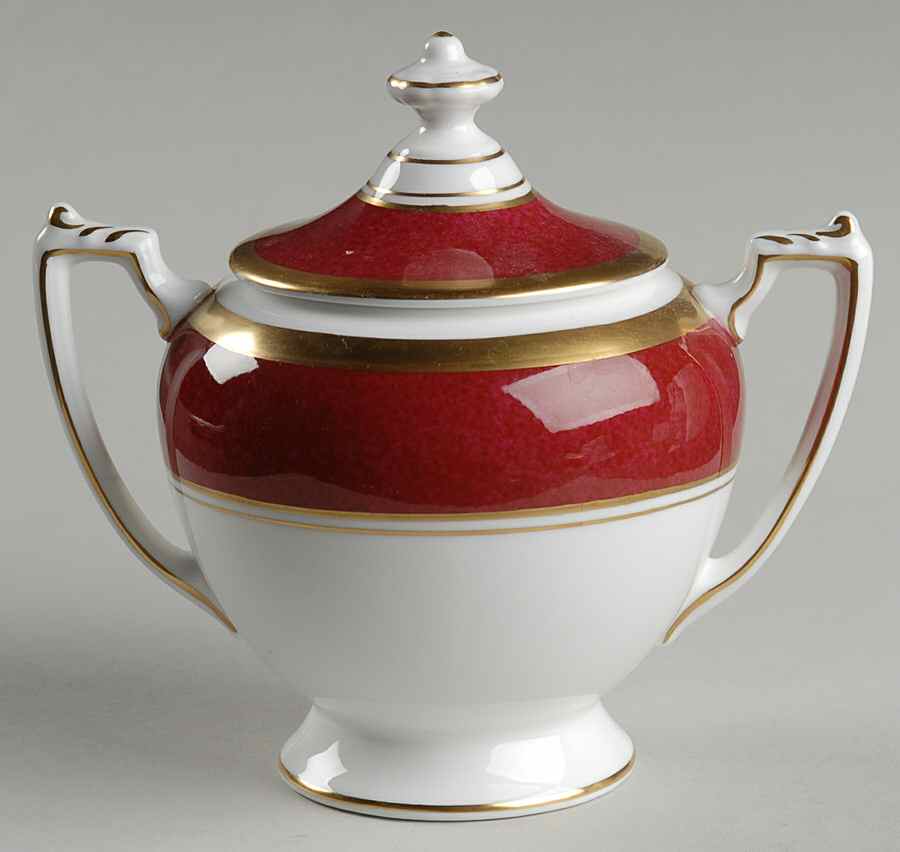 Athlone Marone (Ruby) Sugar Bowl & Lid by Coalport-1