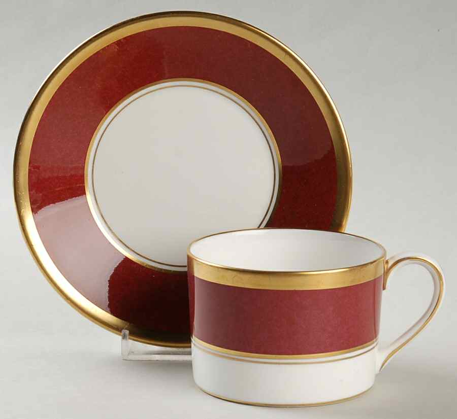 Athlone Marone (Ruby) Flat Cup & Saucer Set by Coalport-1