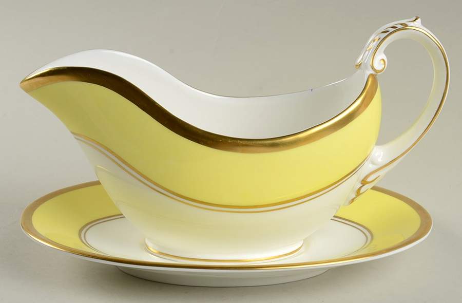 Athlone Yellow Gravy Boat & Underplate by Coalport-1