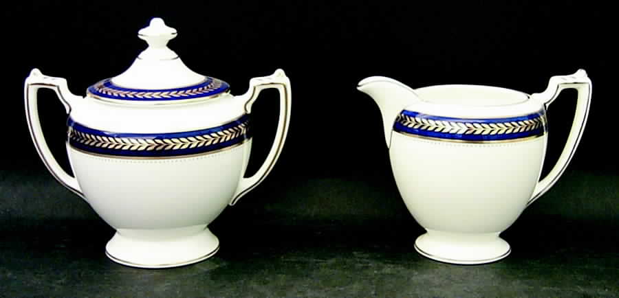 Blue Wheat Sugar Bowl & Lid by Coalport-1