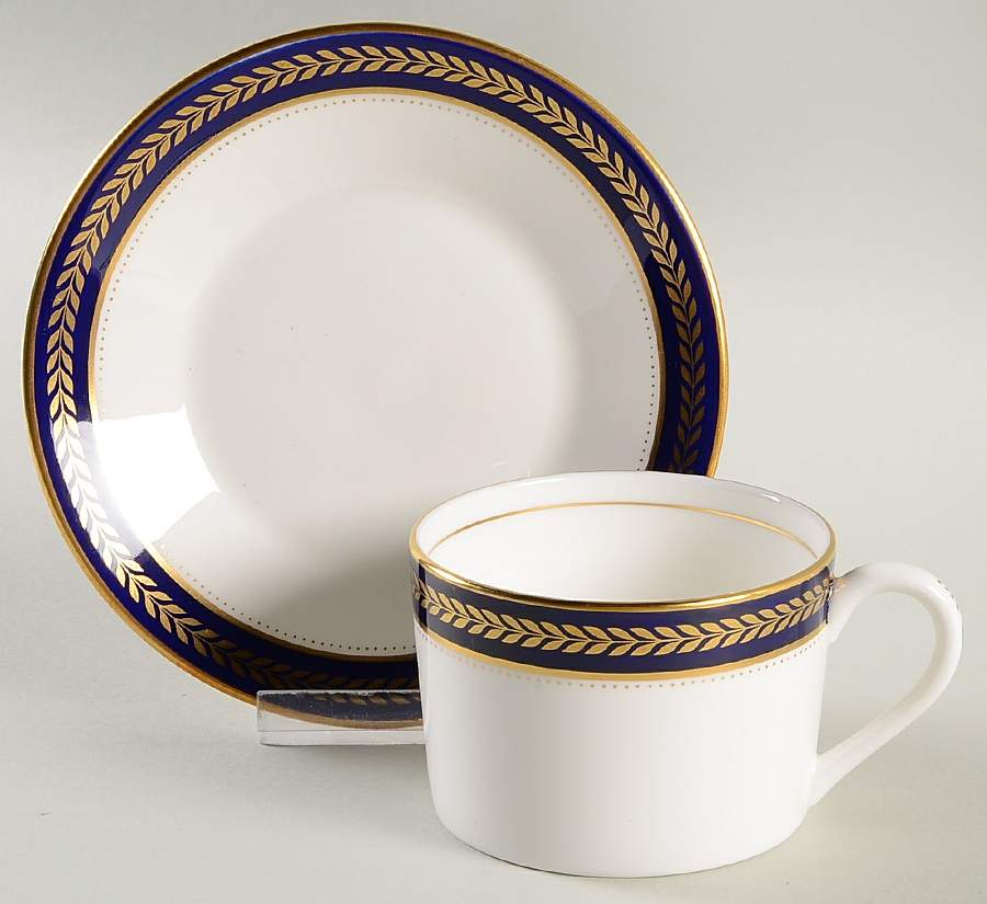 Blue Wheat Flat Cup & Saucer Set by Coalport-1