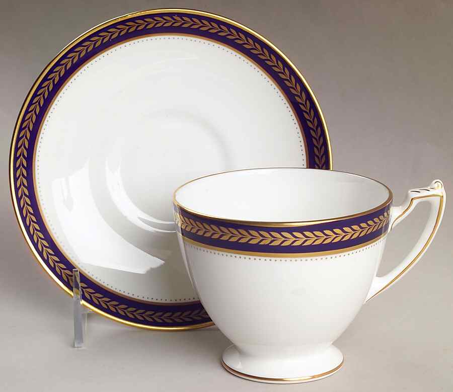 Blue Wheat Footed Cup & Saucer Set by Coalport-1