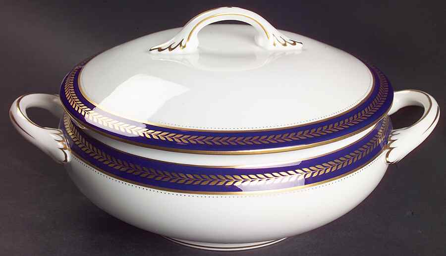 Blue Wheat Round Covered Vegetable by Coalport-1