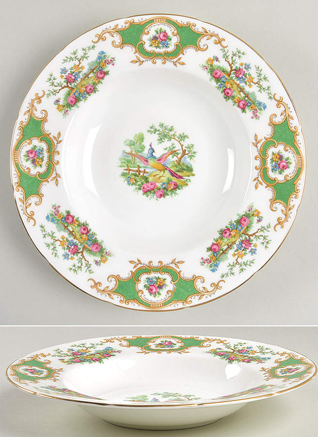 Broadway Green (Scalloped) Rim Soup Bowl by Coalport-1