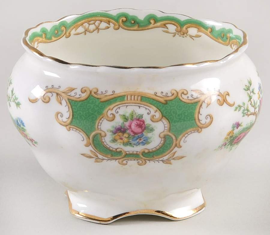 Broadway Green (Scalloped) Mini Open Sugar Bowl by Coalport-1