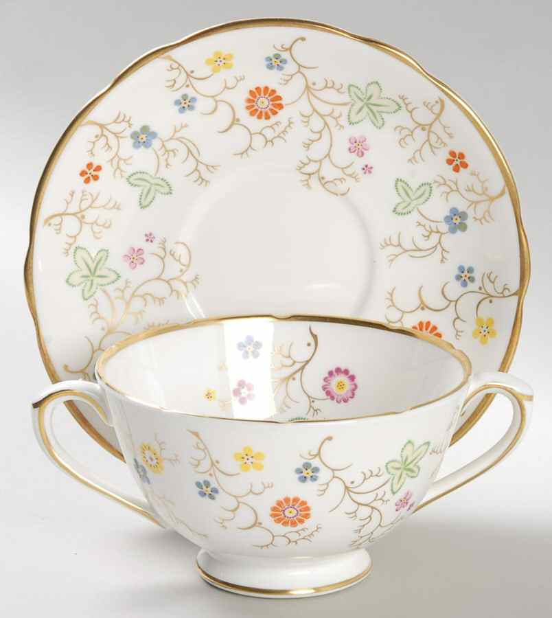 Brookdale  Footed Cream Soup Bowl & Saucer Set by Coalport-1