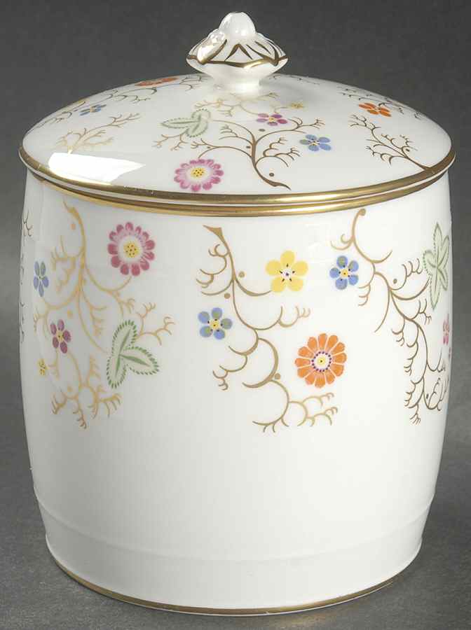 Brookdale (Smooth Edge) Bone Biscuit Barrel & Lid by Coalport-1
