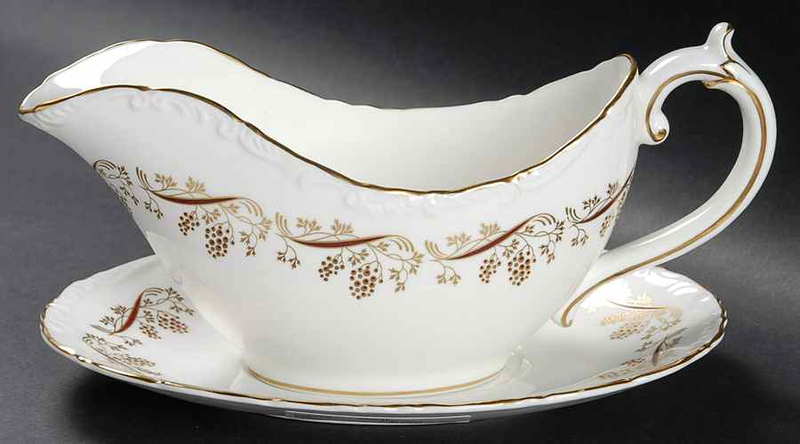 Burgundy Gravy Boat & Underplate by Coalport-1