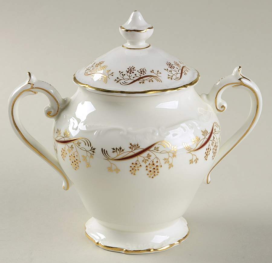 Burgundy Sugar Bowl & Lid by Coalport-1