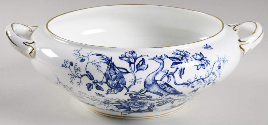 Cairo Blue On White (Not Raised, Gold) Round Vegetable No Lid by Coalport-1
