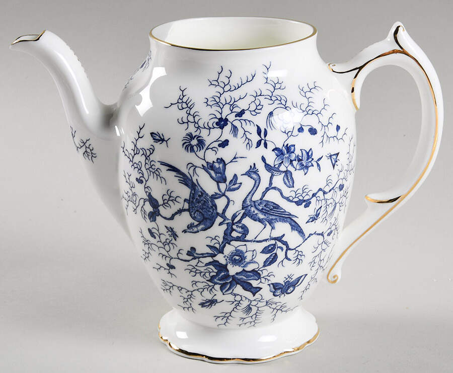 Cairo Blue On White (Not Raised, Gold) Coffee Pot No Lid by Coalport-1