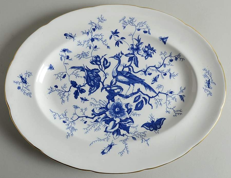 Cairo Blue On White (Not Raised, Gold) 14" Oval Serving Platter by Coalport-1