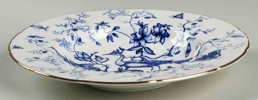 Cairo Blue On White (Not Raised, Gold) Rim Soup Bowl by Coalport-1