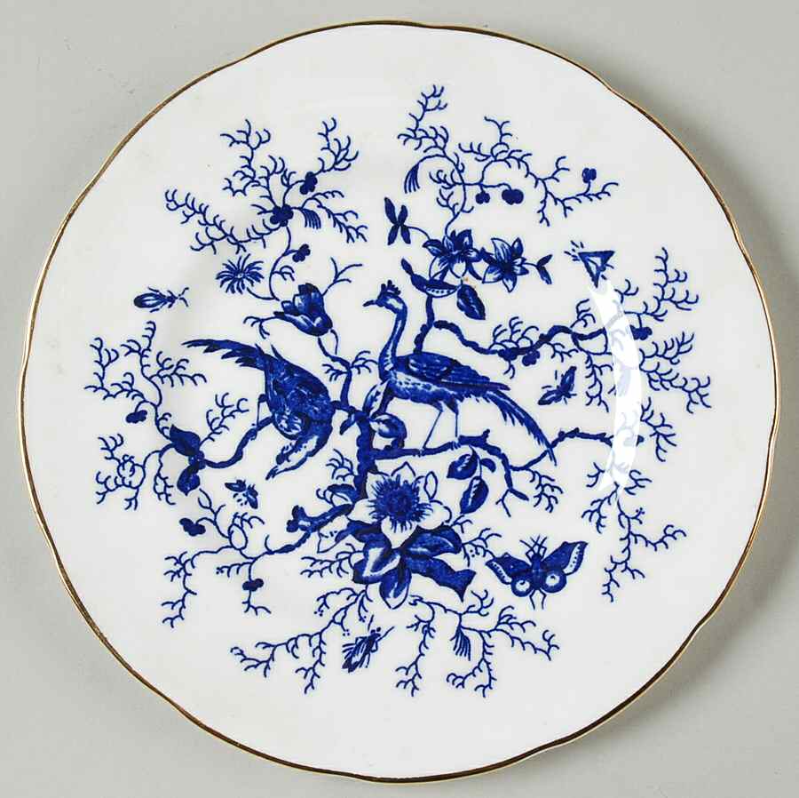 Cairo Blue On White (Not Raised, Gold) Bread & Butter Plate by Coalport-1