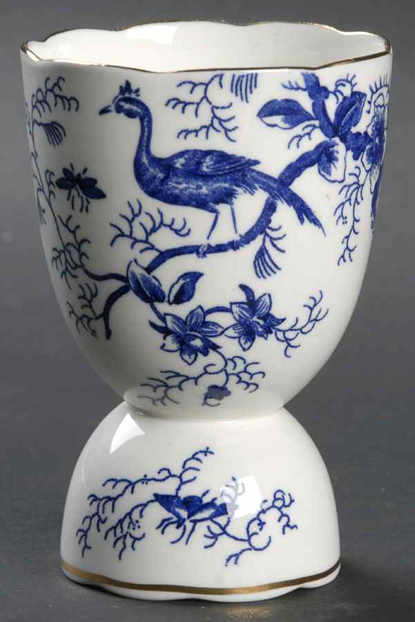Cairo Blue On White (Not Raised, Gold) Double Egg Cup by Coalport-1