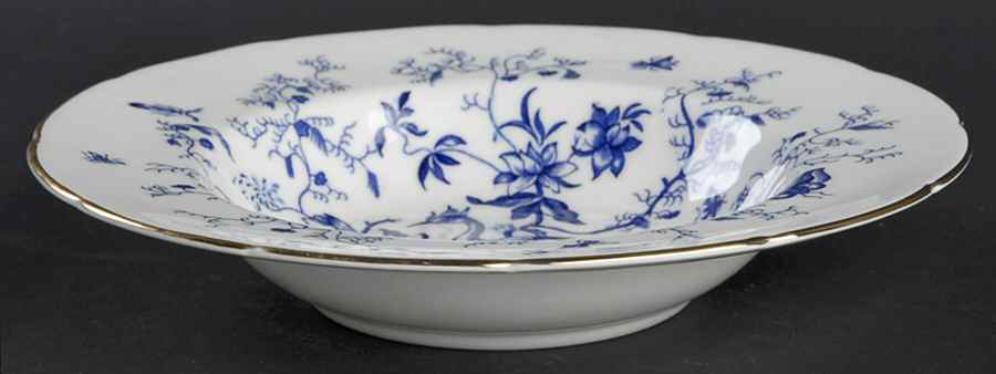 Cairo Blue On White (Not Raised, Gold) Rim Soup Bowl by Coalport-1