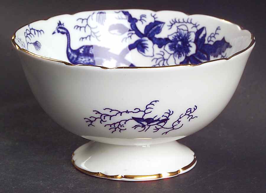 Cairo Blue On White (Not Raised, Gold) Mini Open Sugar Bowl by Coalport-1