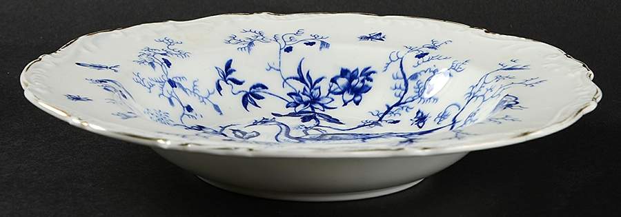 Cairo Blue On White (Raised Edge, Gold) Rim Soup Bowl by Coalport-1
