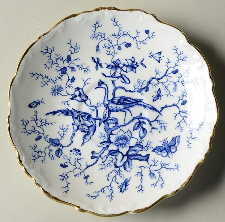 Cairo Blue On White (Raised Edge, Gold) Saucer for Footed Cup by Coalport-1