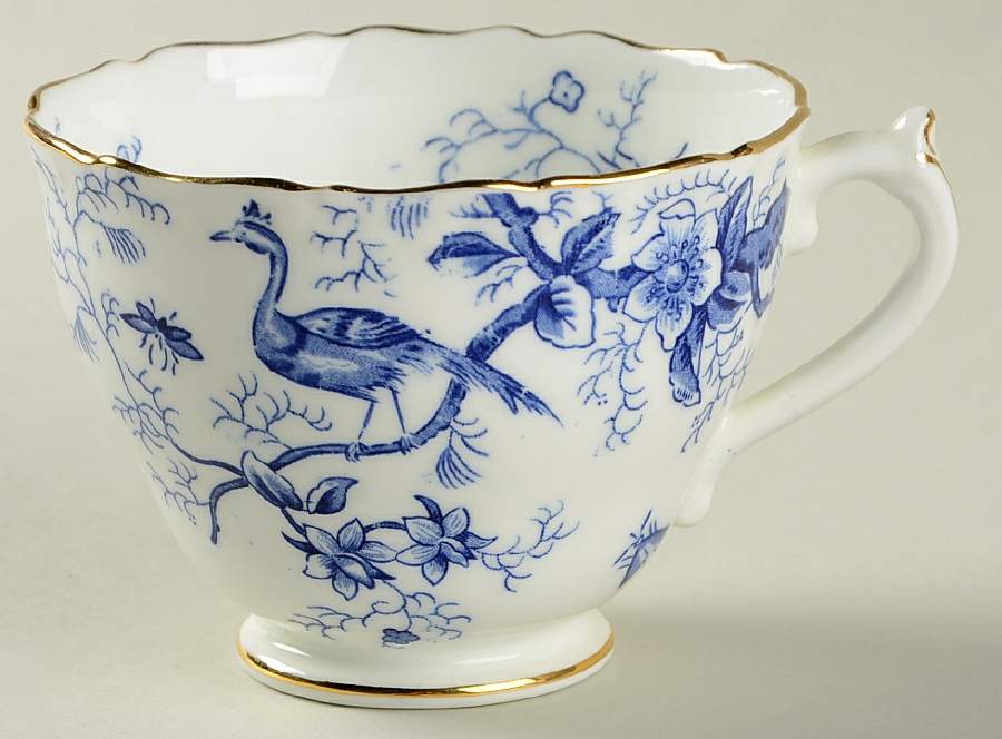 Cairo Blue On White (Raised Edge, Gold) Footed Cup by Coalport-1